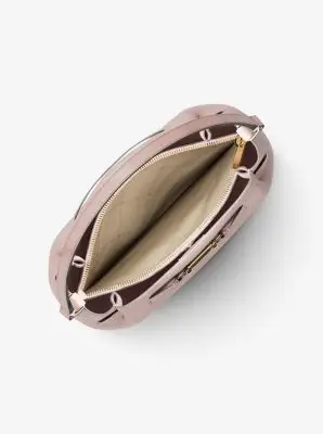 MK Borsa a secchiello convertibile Carson media in pelle martellata - Rosa - Michael Kors miniatura 3