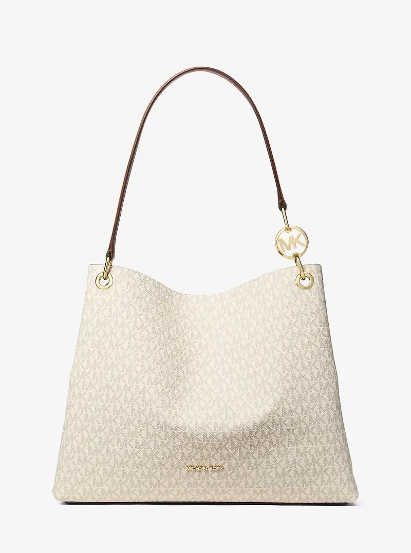 MK Borsa a spalla Christina grande con stampa logo - Naturale - Michael Kors