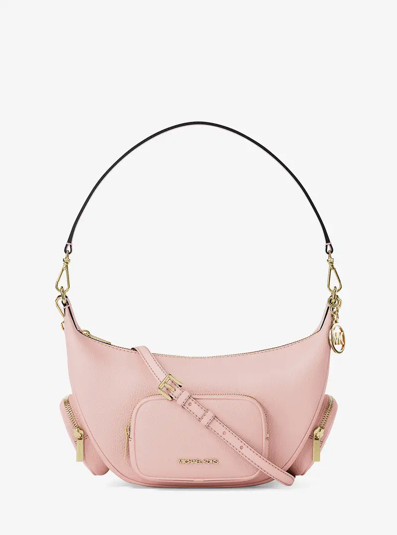 MK Borsa a spalla convertibile Merritt media in pelle martellata - Rosa - Michael Kors