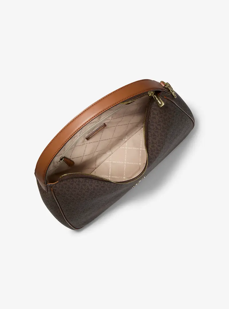 MK Borsa a spalla Nayla media con stampa logo - Marrone - Michael Kors miniatura 3
