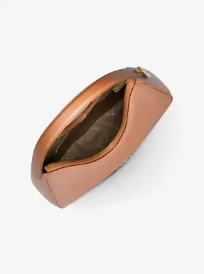 MK Borsa a spalla Nayla media in pelle martellata - Marrone - Michael Kors miniatura 3