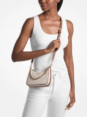 MK Borsa a tracolla convertibile Jet Set con stampa logo - Naturale - Michael Kors miniatura 2