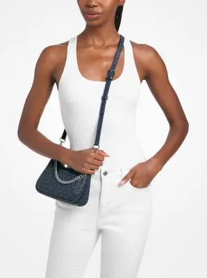 MK Borsa a tracolla convertibile Jet Set Travel con stampa logo - Blu - Michael Kors miniatura 2