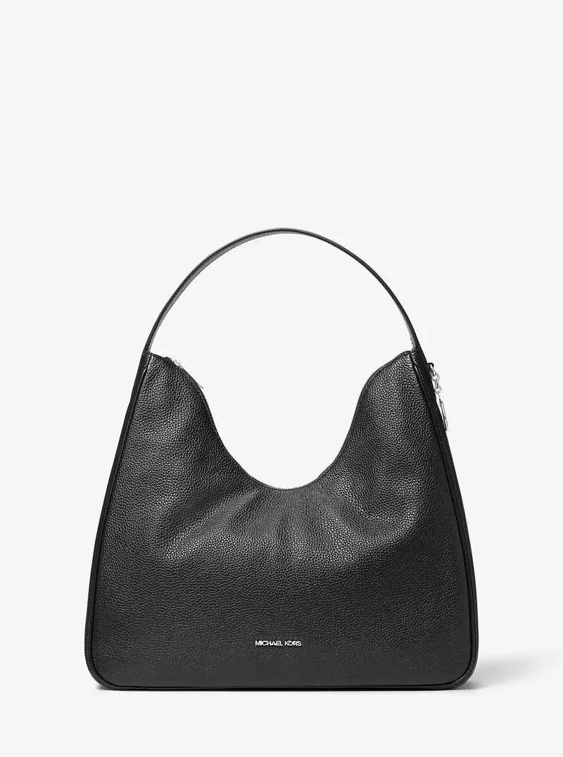 MK Borsa hobo Nayla media in pelle martellata - Nero - Michael Kors miniatura 3