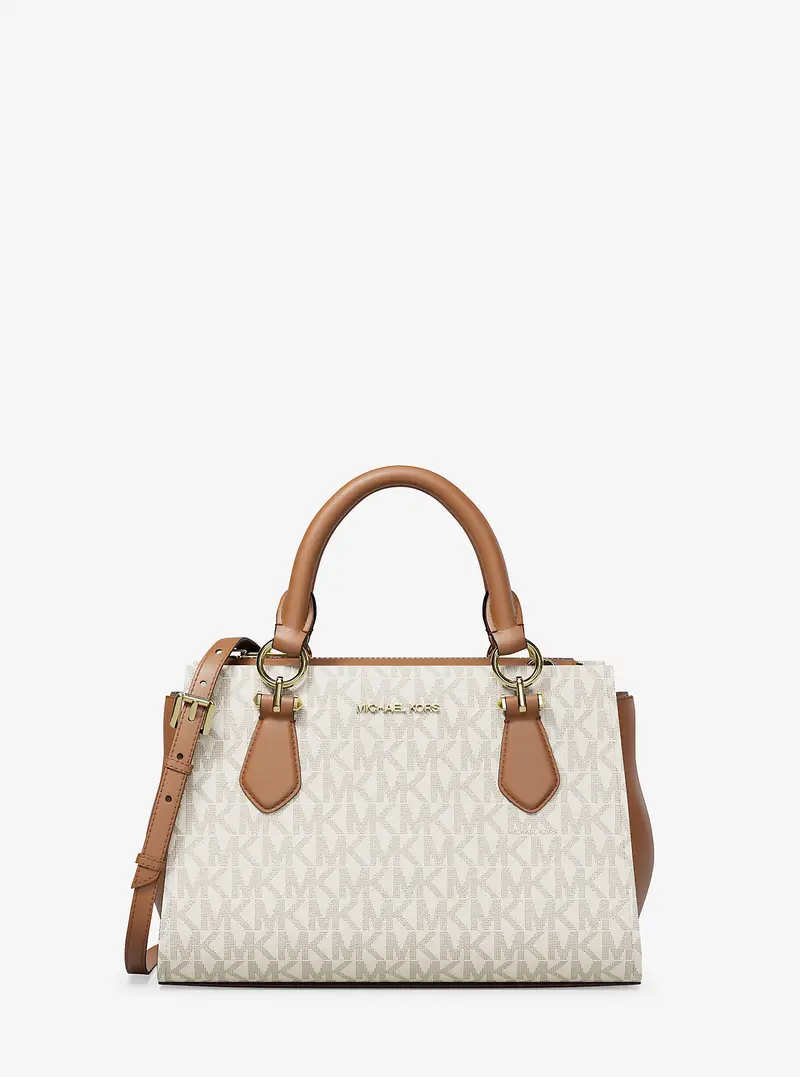 MK Borsa messenger Marilyn piccola con stampa logo - Naturale - Michael Kors