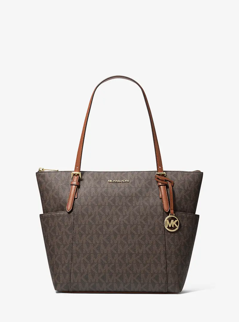 MK Borsa tote Charlotte media con zip superiore e stampa logo - Marrone - Michael Kors