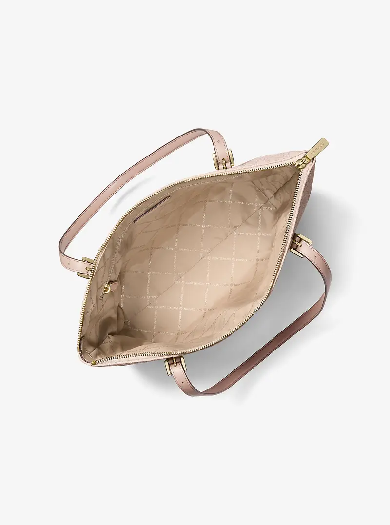 MK Borsa tote Charlotte media con zip superiore e stampa logo - Rosa - Michael Kors miniatura 3