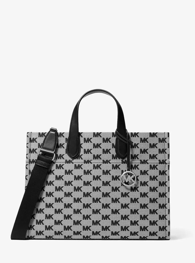 MK Borsa tote Gigi grande con logo jacquard - Nero - Michael Kors miniatura 3