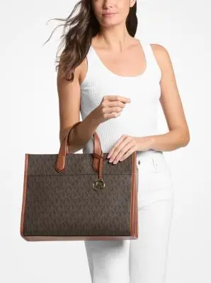 MK Borsa tote Gigi grande con stampa logo - Marrone - Michael Kors miniatura 2