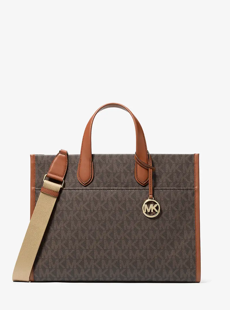 MK Borsa tote Gigi grande con stampa logo - Marrone - Michael Kors