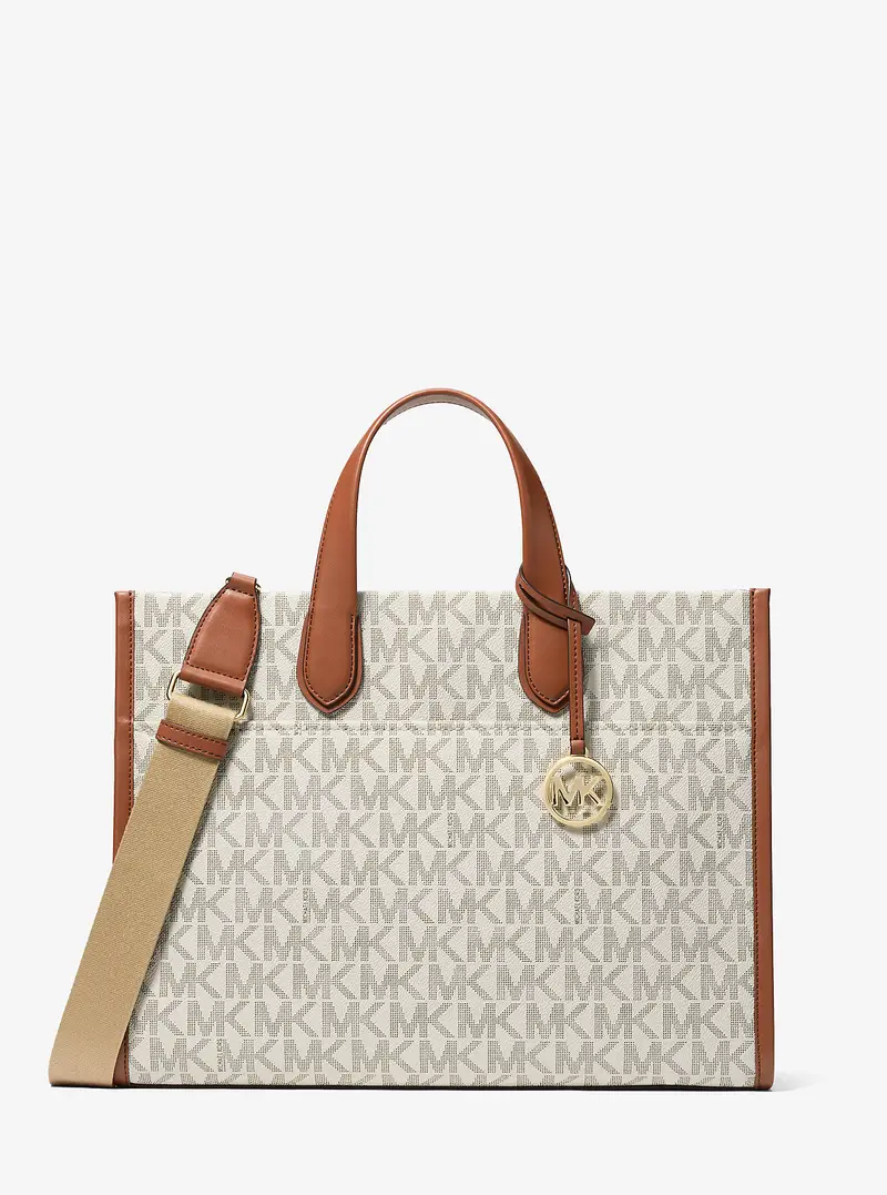 MK Borsa tote Gigi grande con stampa logo - Naturale - Michael Kors