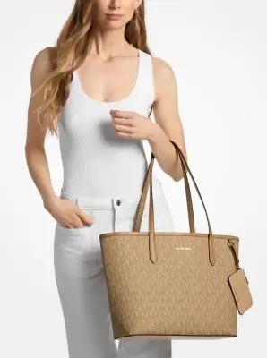 MK Borsa tote Jet Set grande con stampa logo - Marrone - Michael Kors miniatura 2