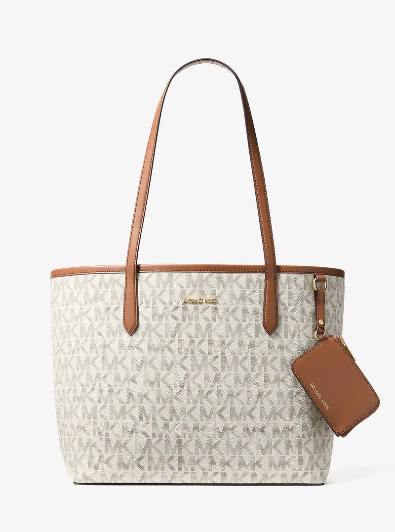 MK Borsa tote Jet Set grande con stampa logo - Naturale - Michael Kors