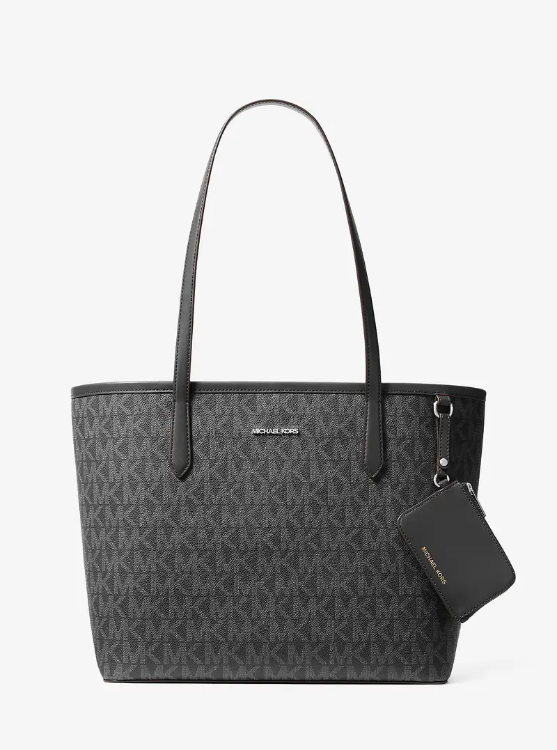 MK Borsa tote Jet Set grande con stampa logo - Nero - Michael Kors