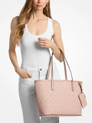 MK Borsa tote Jet Set grande con stampa logo - Rosa - Michael Kors miniatura 2