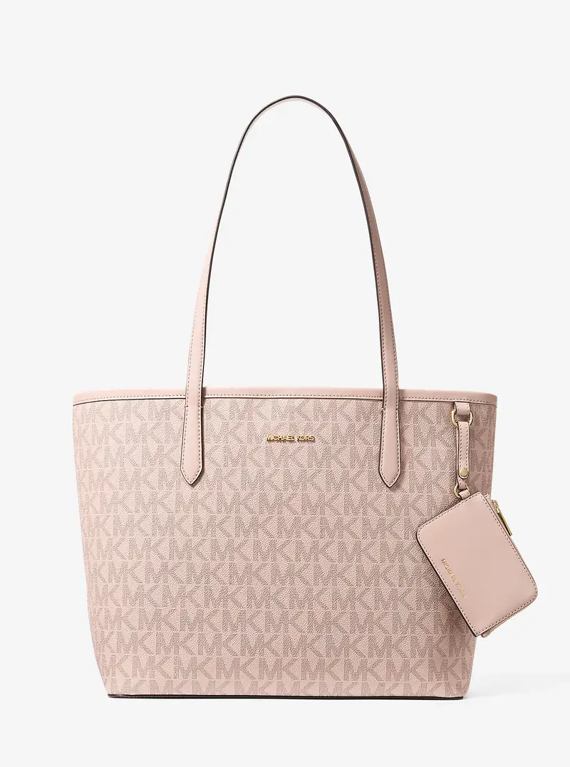 MK Borsa tote Jet Set grande con stampa logo - Rosa - Michael Kors