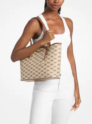 MK Borsa tote Jet Set media con logo jacquard - Marrone - Michael Kors miniatura 2