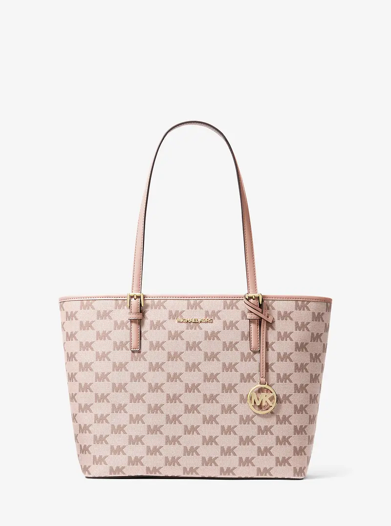 MK Borsa tote Jet Set media con logo jacquard - Rosa - Michael Kors miniatura 3