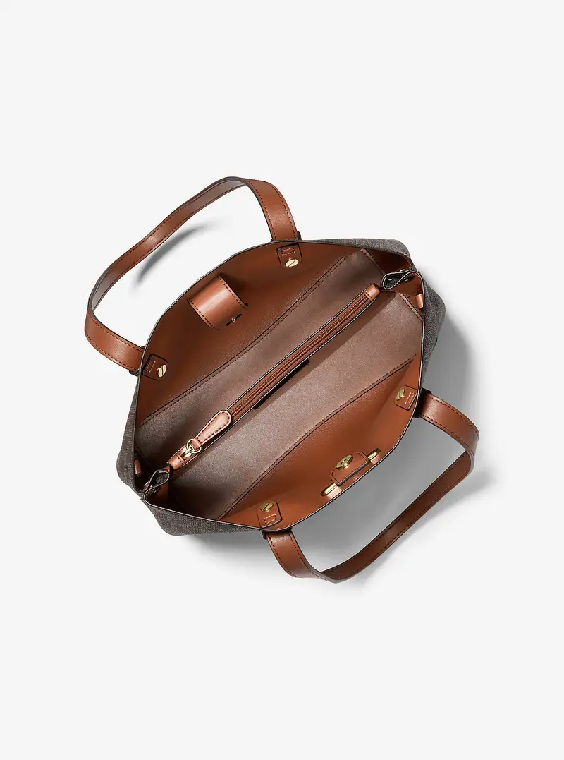 MK Borsa tote Mel piccola con stampa logo - Marrone - Michael Kors miniatura 3