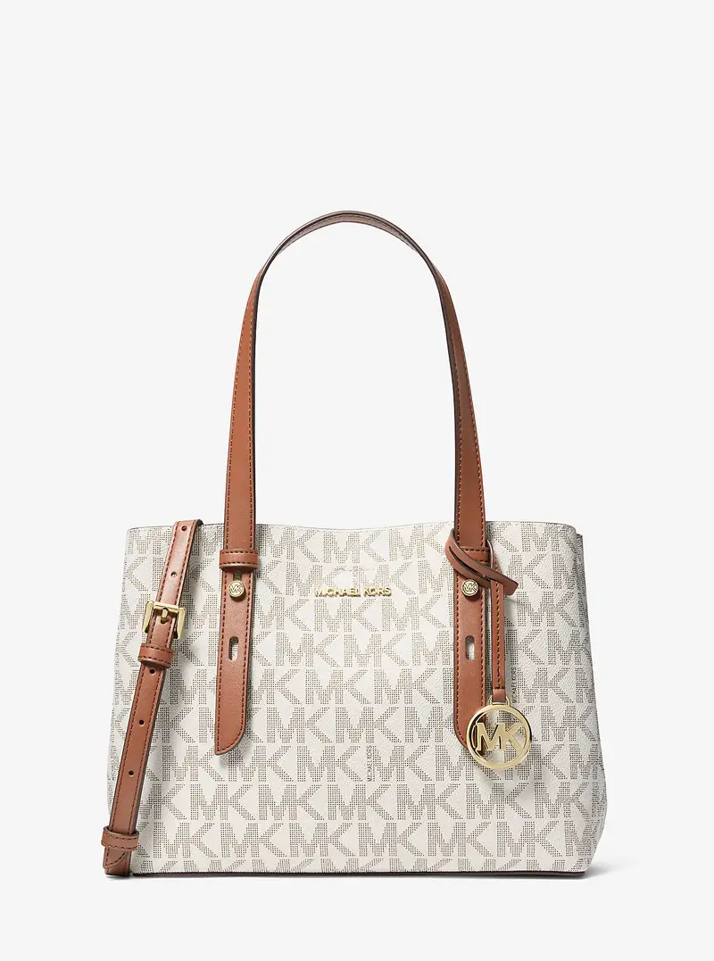 MK Borsa tote Mel piccola con stampa logo - Naturale - Michael Kors miniatura 3