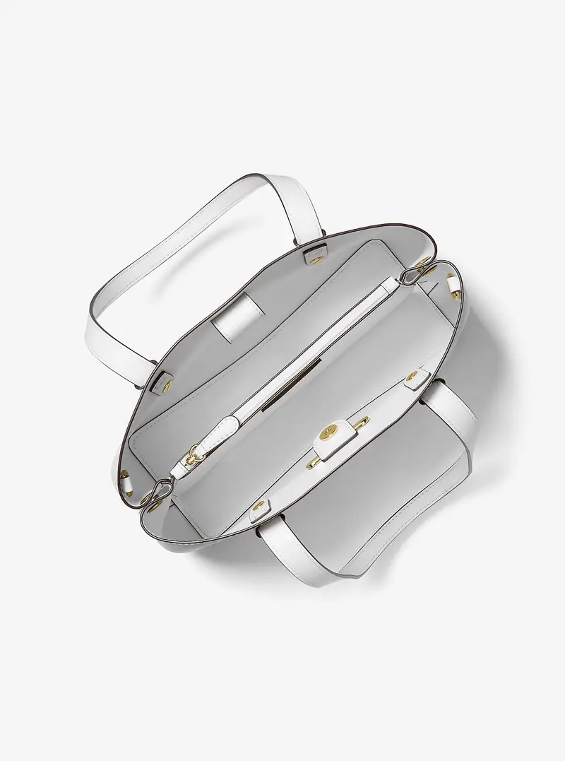 MK Borsa tote Mel piccola in pelle Saffiano - Bianco - Michael Kors miniatura 3