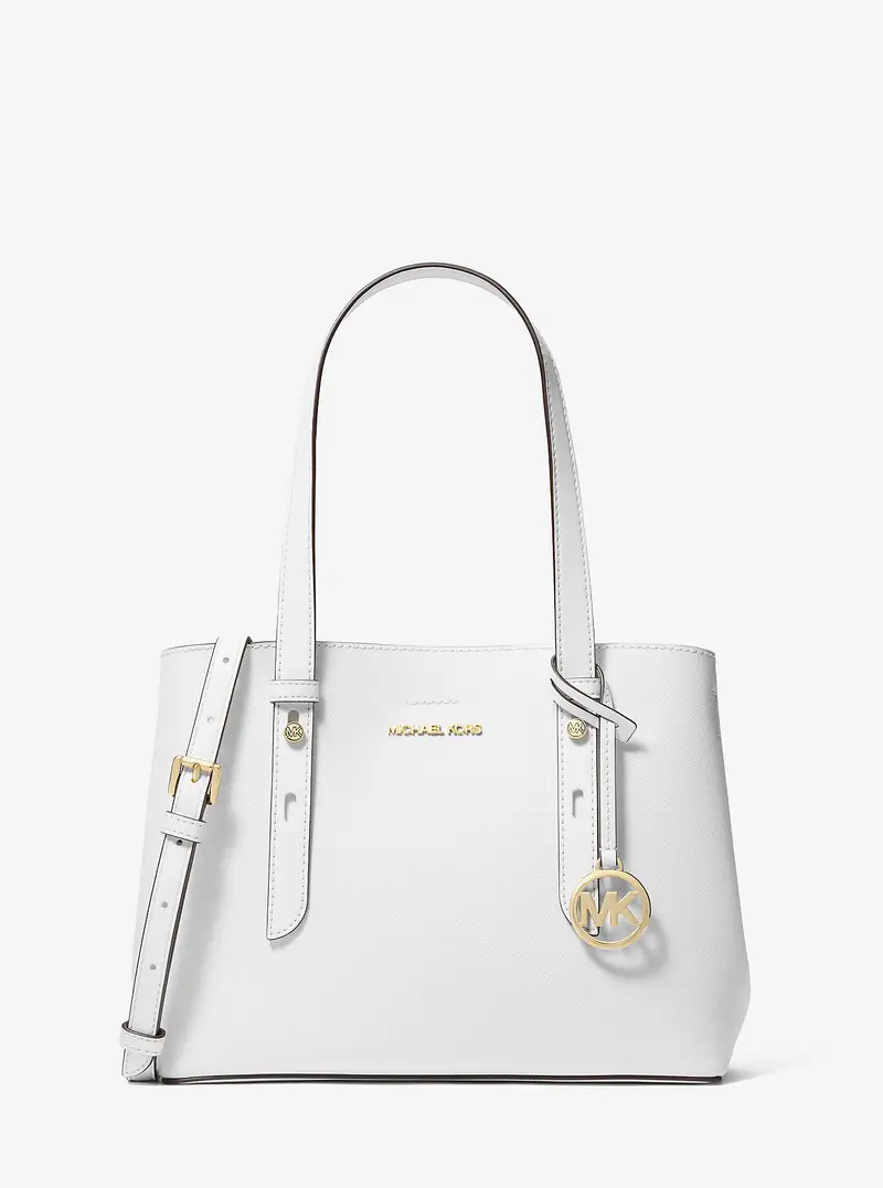 MK Borsa tote Mel piccola in pelle Saffiano - Bianco - Michael Kors