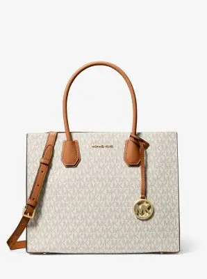 MK Borsa tote Mercer grande a fisarmonica con logo - Naturale - Michael Kors miniatura 2