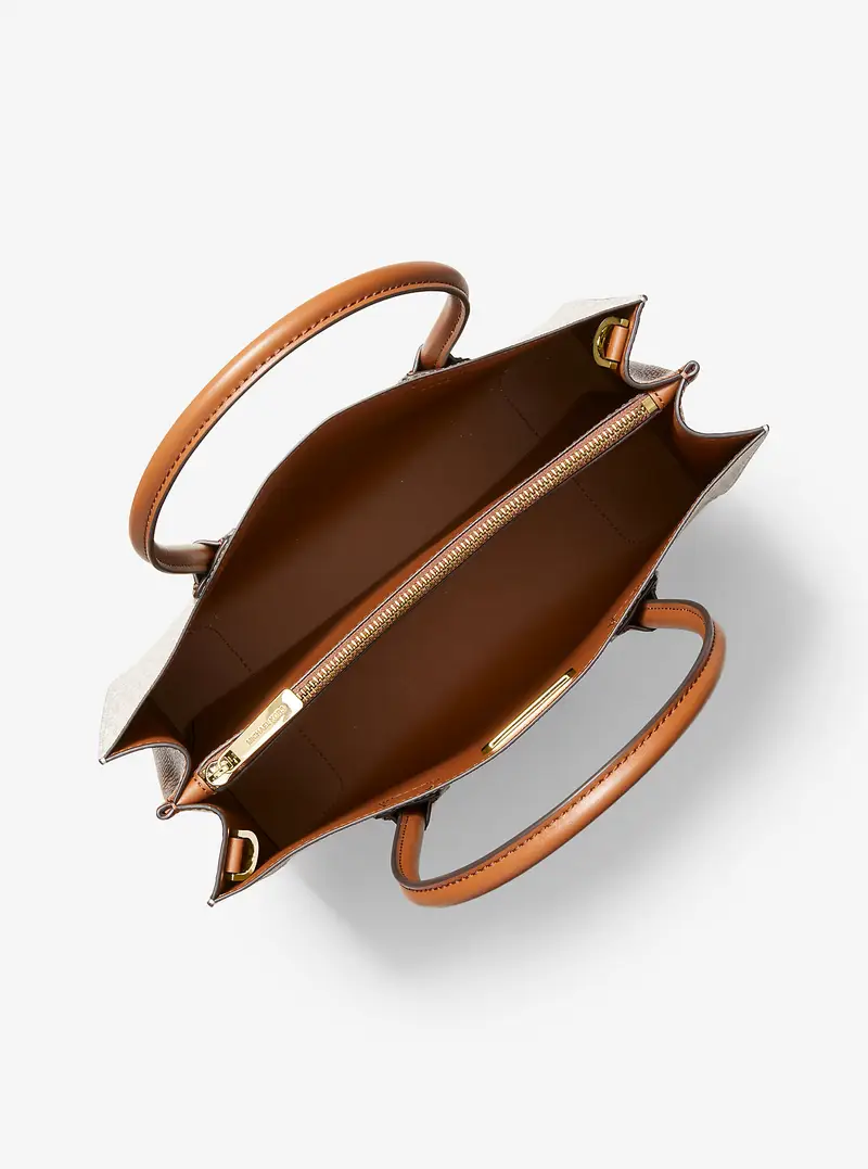 MK Borsa tote Mercer grande a fisarmonica con logo - Naturale - Michael Kors miniatura 3