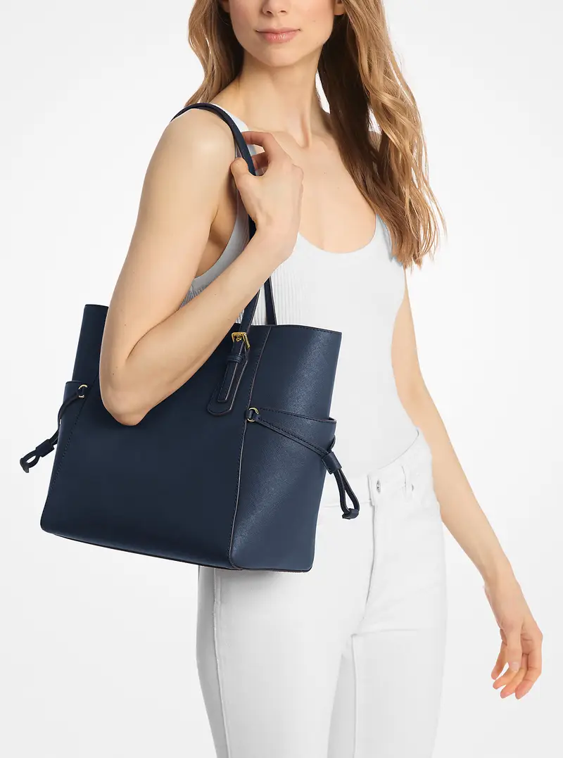 MK Borsa tote Voyager grande in pelle Saffiano - Blu - Michael Kors miniatura 3