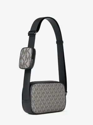 MK Camera bag Cooper piccola con stampa logo e pochette - Nero - Michael Kors miniatura 3