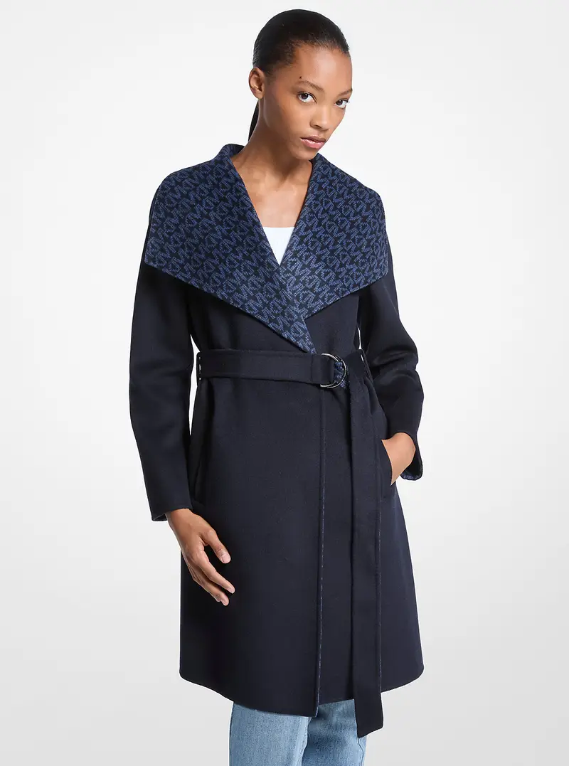 MK Cappotto in misto lana con logo - Blu - Michael Kors miniatura 2