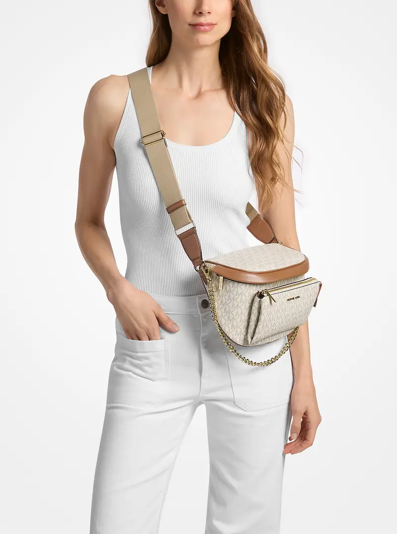 MK Monospalla Slater medio con stampa logo - Naturale - Michael Kors miniatura 3