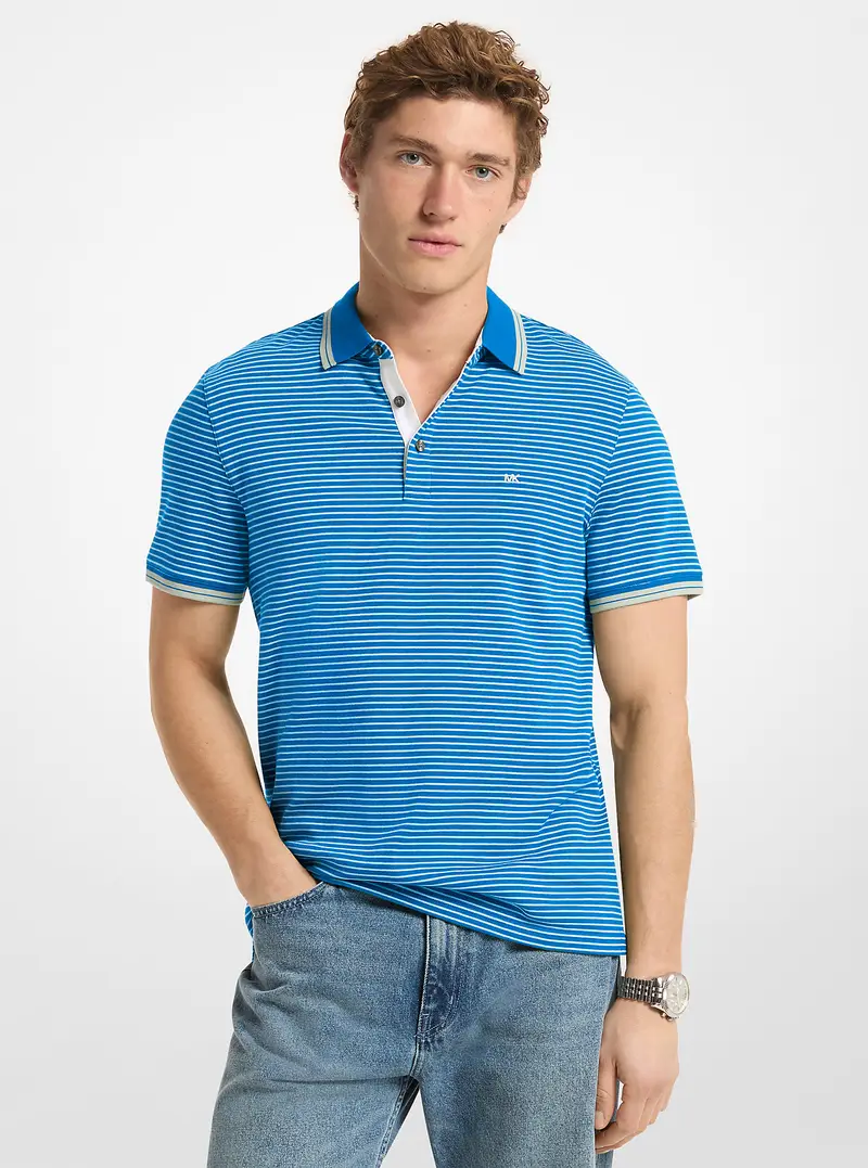 MK Polo Greenwich in cotone a righe - Blu - Michael Kors