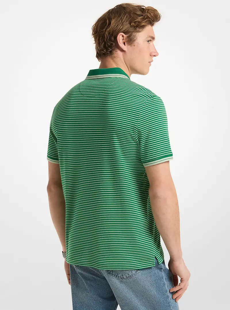 MK Polo Greenwich in cotone a righe - Verde - Michael Kors miniatura 2