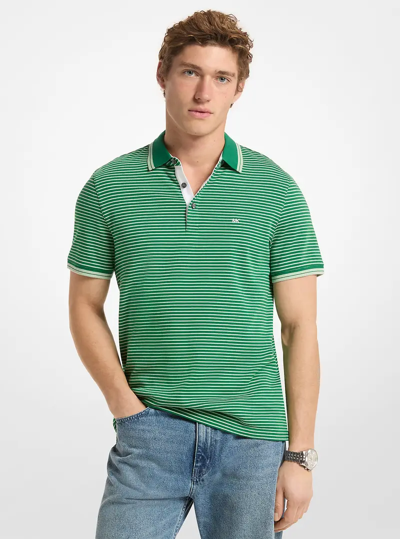 MK Polo Greenwich in cotone a righe - Verde - Michael Kors