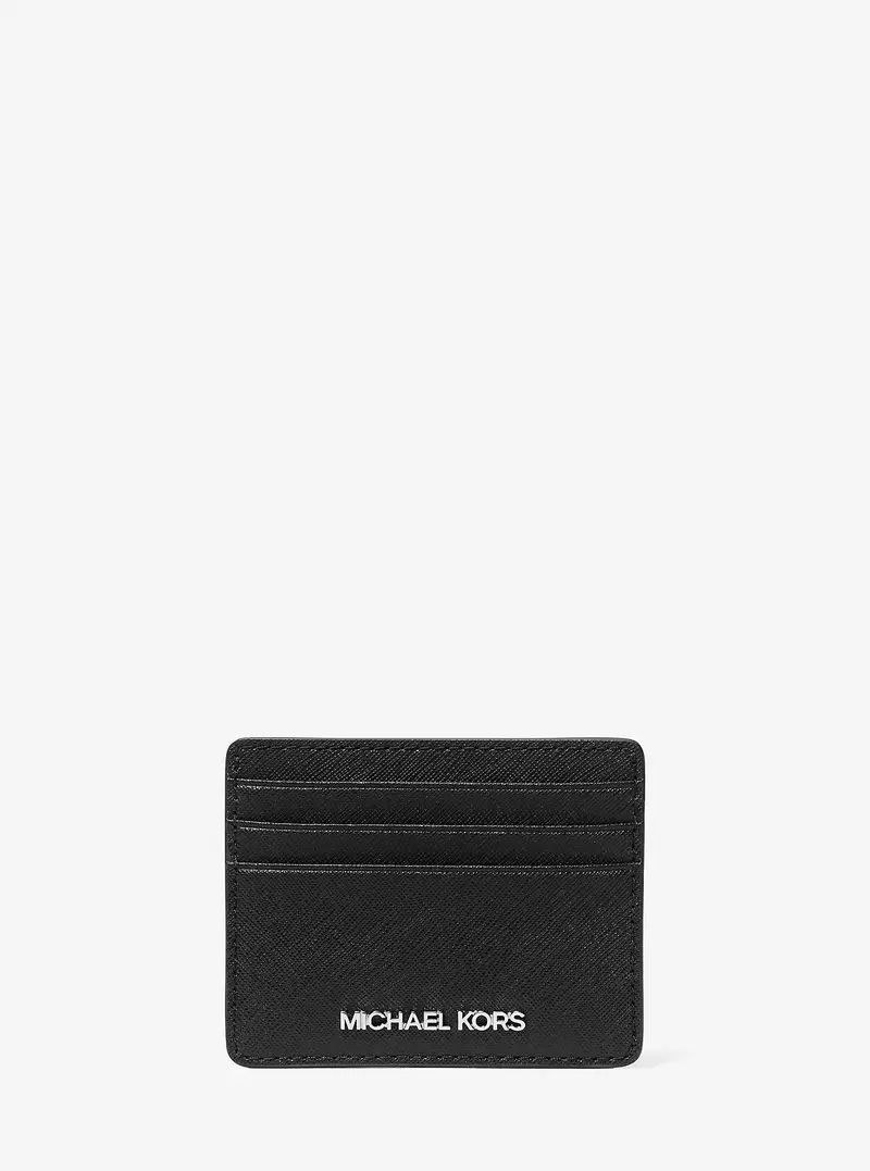 MK Porta carte di credito Jet Set grande in pelle Saffiano - Nero - Michael Kors miniatura 3