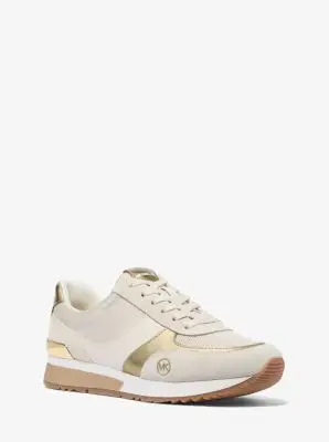 MK Sneaker Andi in pelle e mesh effetto metallizzato - Oro - Michael Kors miniatura 3