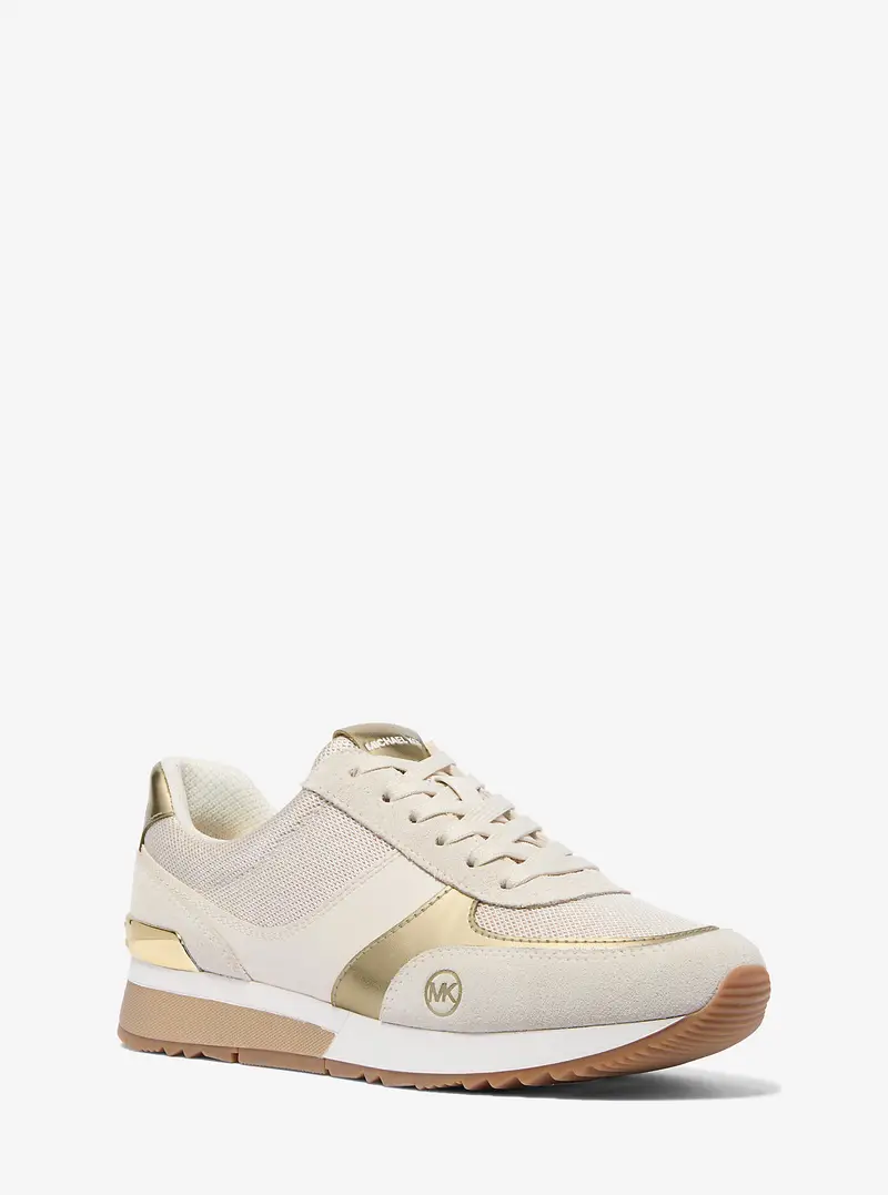 MK Sneaker Andi in pelle e mesh effetto metallizzato - Oro - Michael Kors