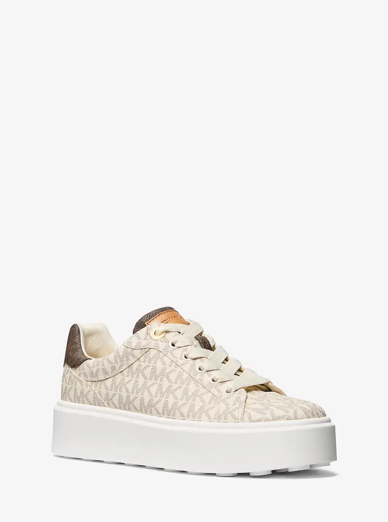 MK Sneaker Romey bicolore con plateau e logo - Naturale - Michael Kors