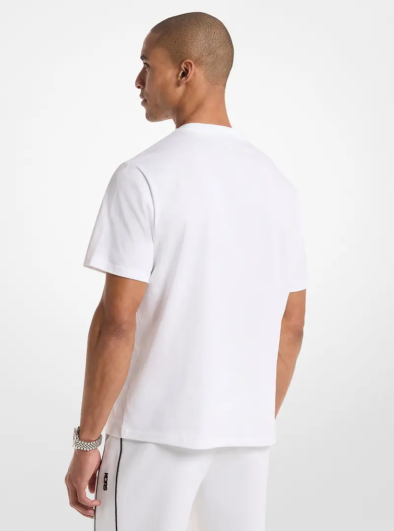 MK T-shirt in jersey di cotone con logo - Bianco - Michael Kors miniatura 2