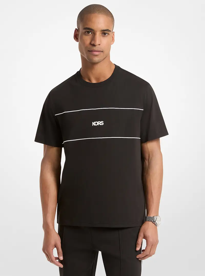 MK T-shirt in jersey di cotone con logo - Nero - Michael Kors miniatura 2