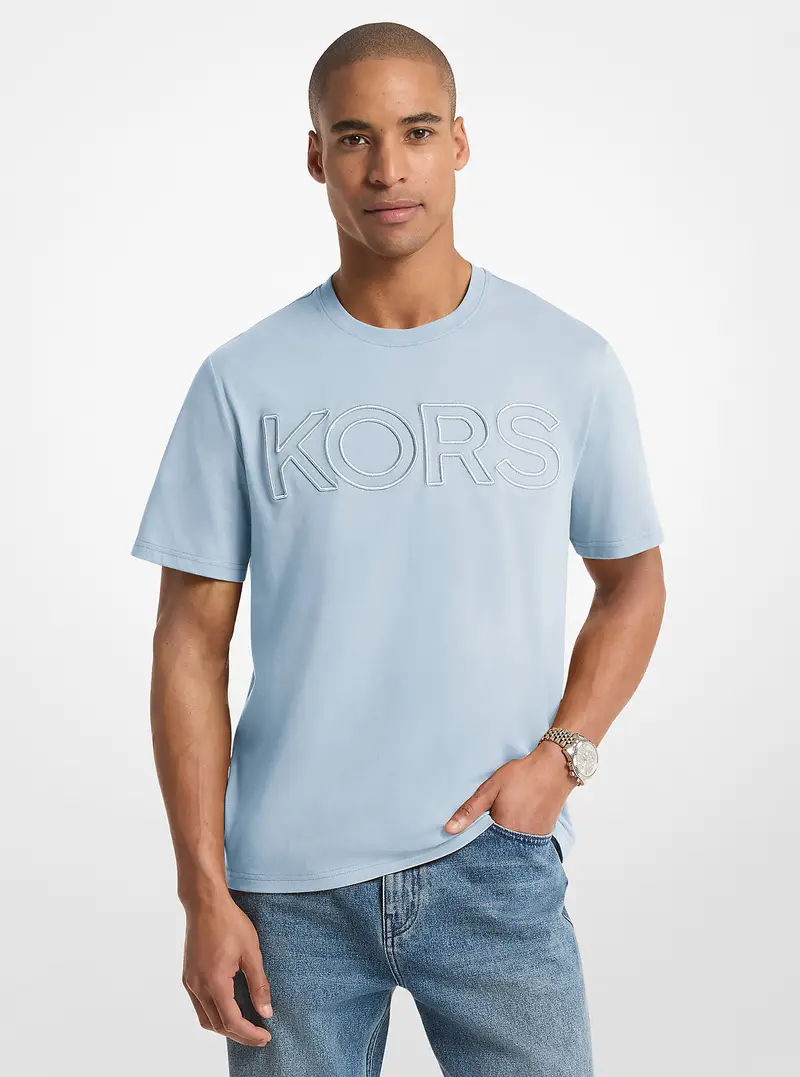 MK T-shirt in jersey di cotone KORS - Blu - Michael Kors miniatura 2