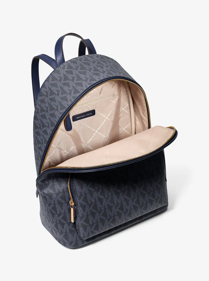 MK Zaino Connie medio con stampa logo - Blu - Michael Kors miniatura 3