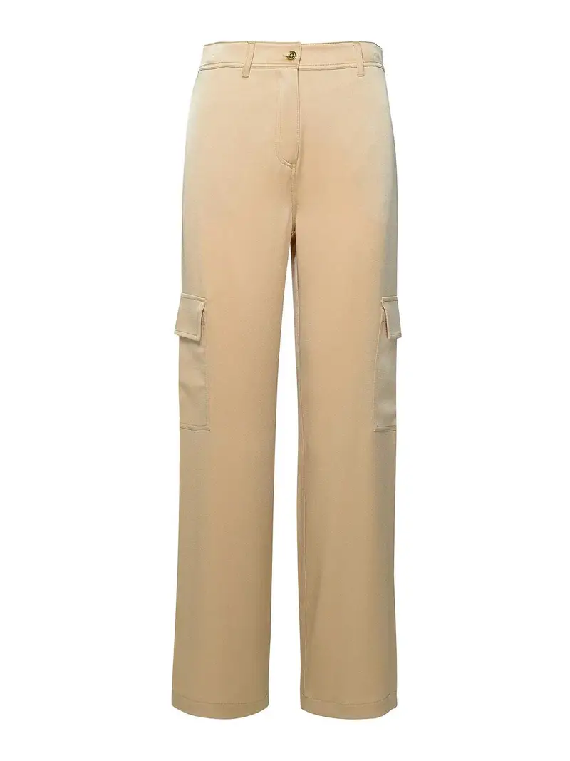Pantalone cargo satin Beige