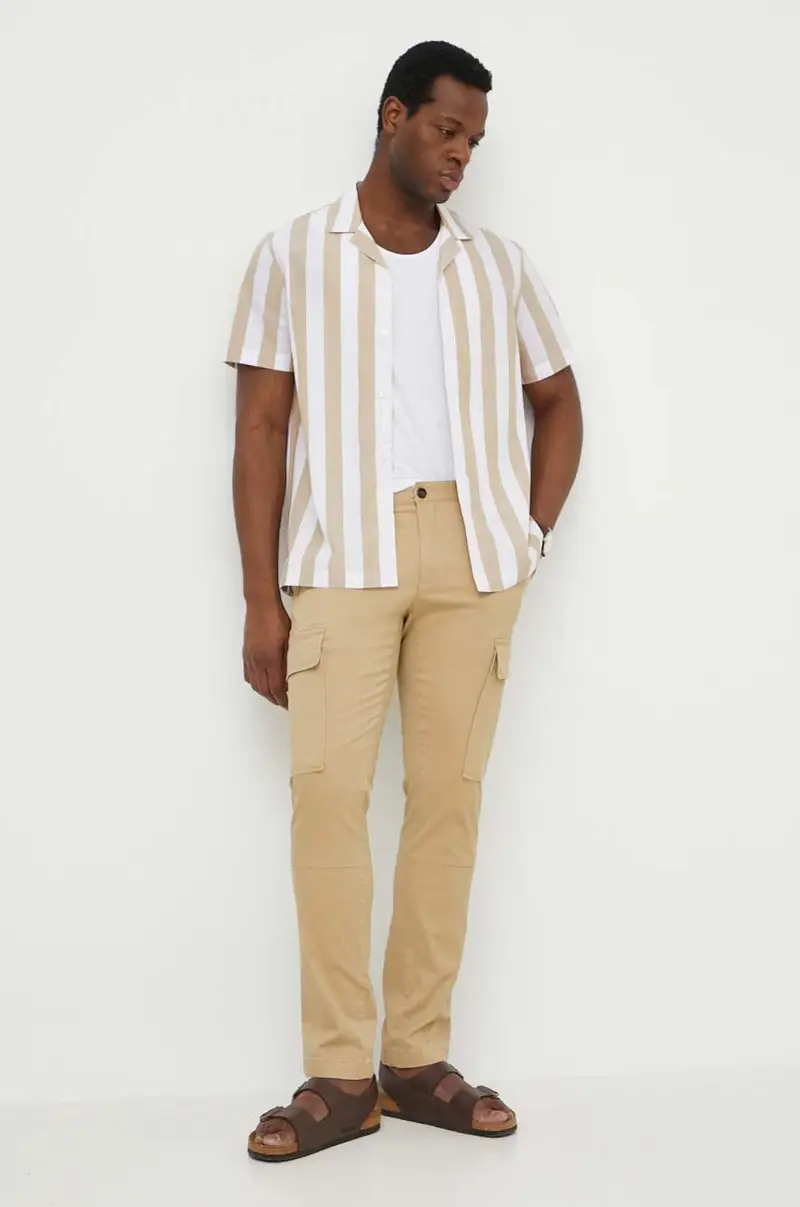 pantaloni uomo colore beige miniatura 2