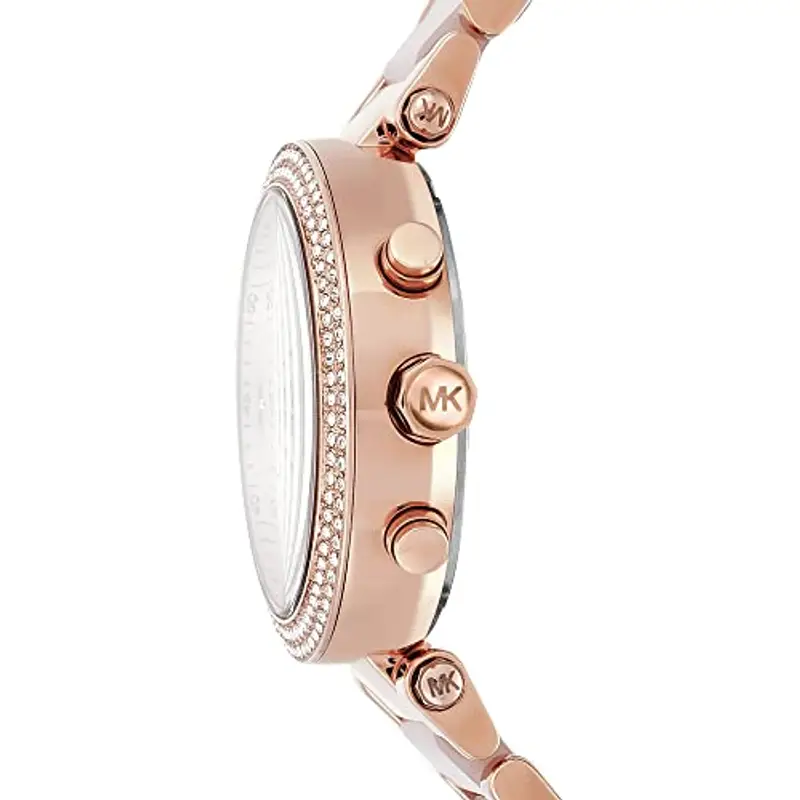 Michael Kors Parker orologio al quarzo cronografo con cinturino in acciaio color oro rosa cinturino con maglie centrali miniatura 2