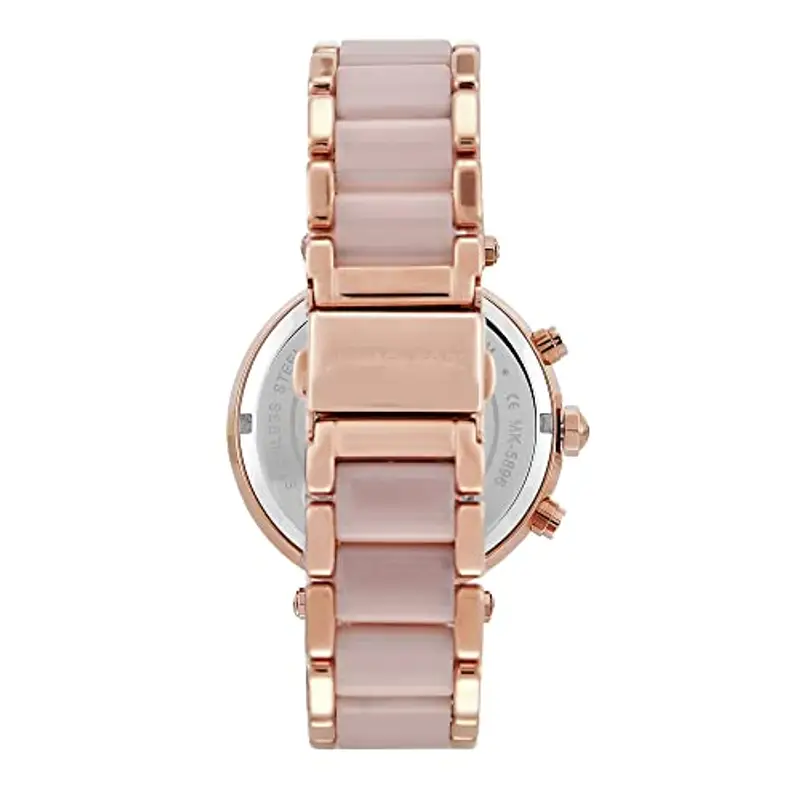 Michael Kors Parker orologio al quarzo cronografo con cinturino in acciaio color oro rosa cinturino con maglie centrali miniatura 3