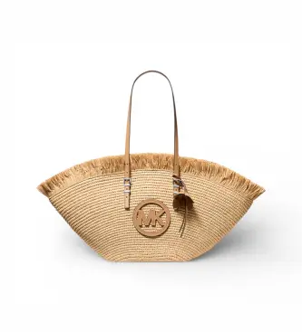 per donna 30S6S9FT9Y Grande borsa tote beige intrecciata a mano Isa (OSFA), Casual, Poliuretano Argento