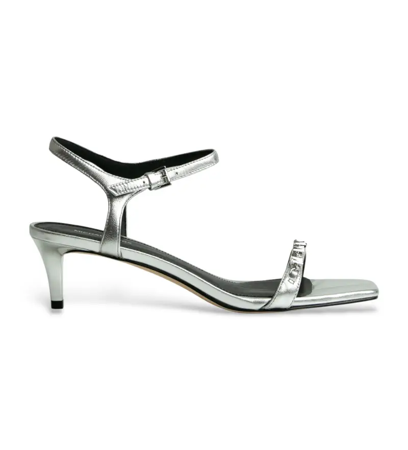 per donna 40R6DIMS1M Sandali MK con puntale argentato (36), Argento, 3 a 5cm, Fibbia, Casual, Da sera