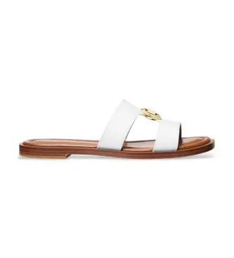 per donna 40S6ERFS2L Sandali estivi in pelle bianca (36), Bianco, Basso, 1 a 3 cm, Nessuno, Casual Oro